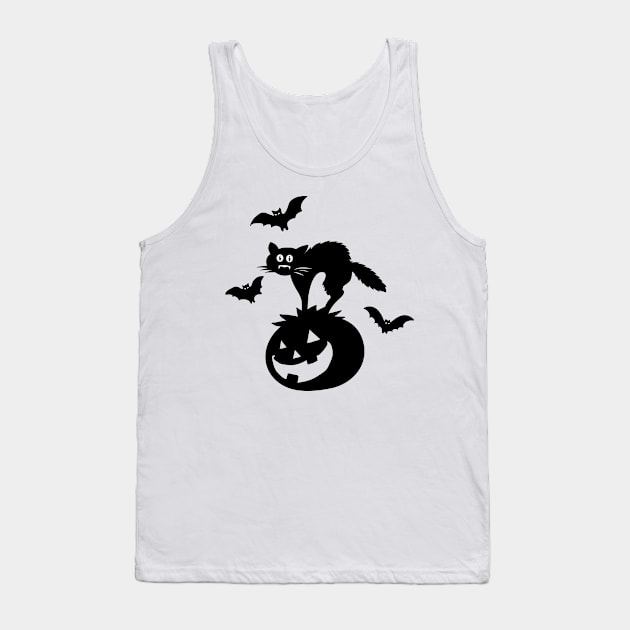 Halloween cat Tank Top by MZeeDesigns